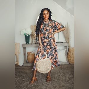 Floral button up dress